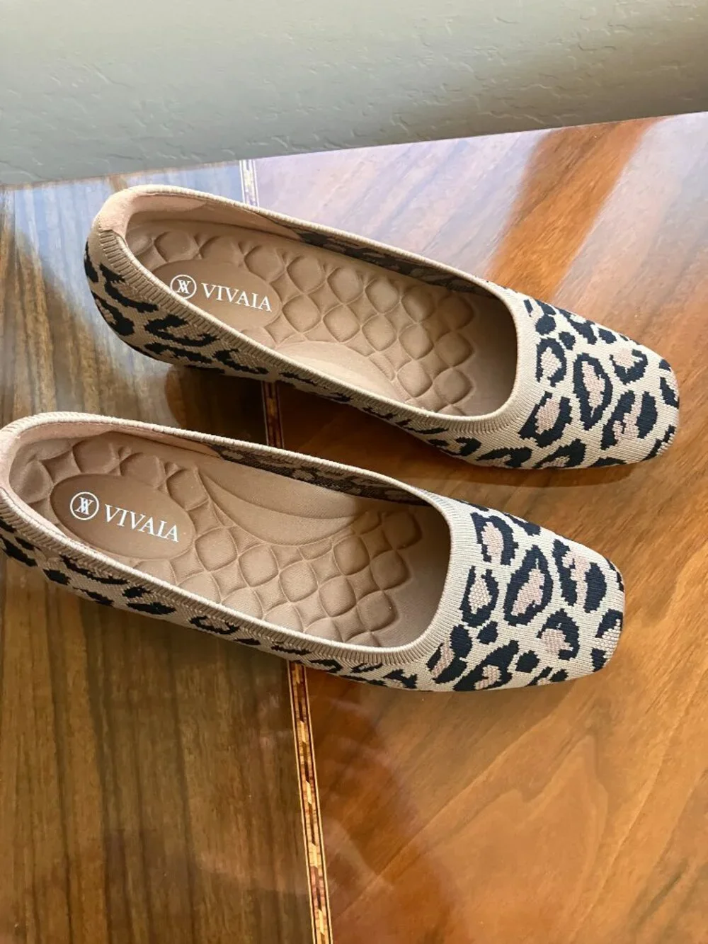 Vivaia Women's 8.5-9 US Margot Wedge, Leopard Print, Square Toe NWOT